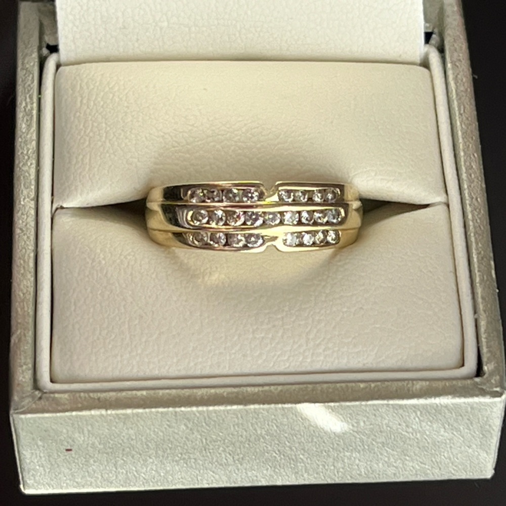 14k 3-Row 3/4 CT  Diamond Band Ring